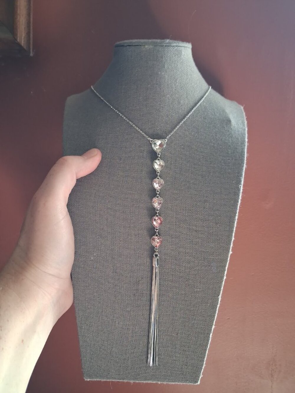 30 inch Heart Tassel necklace